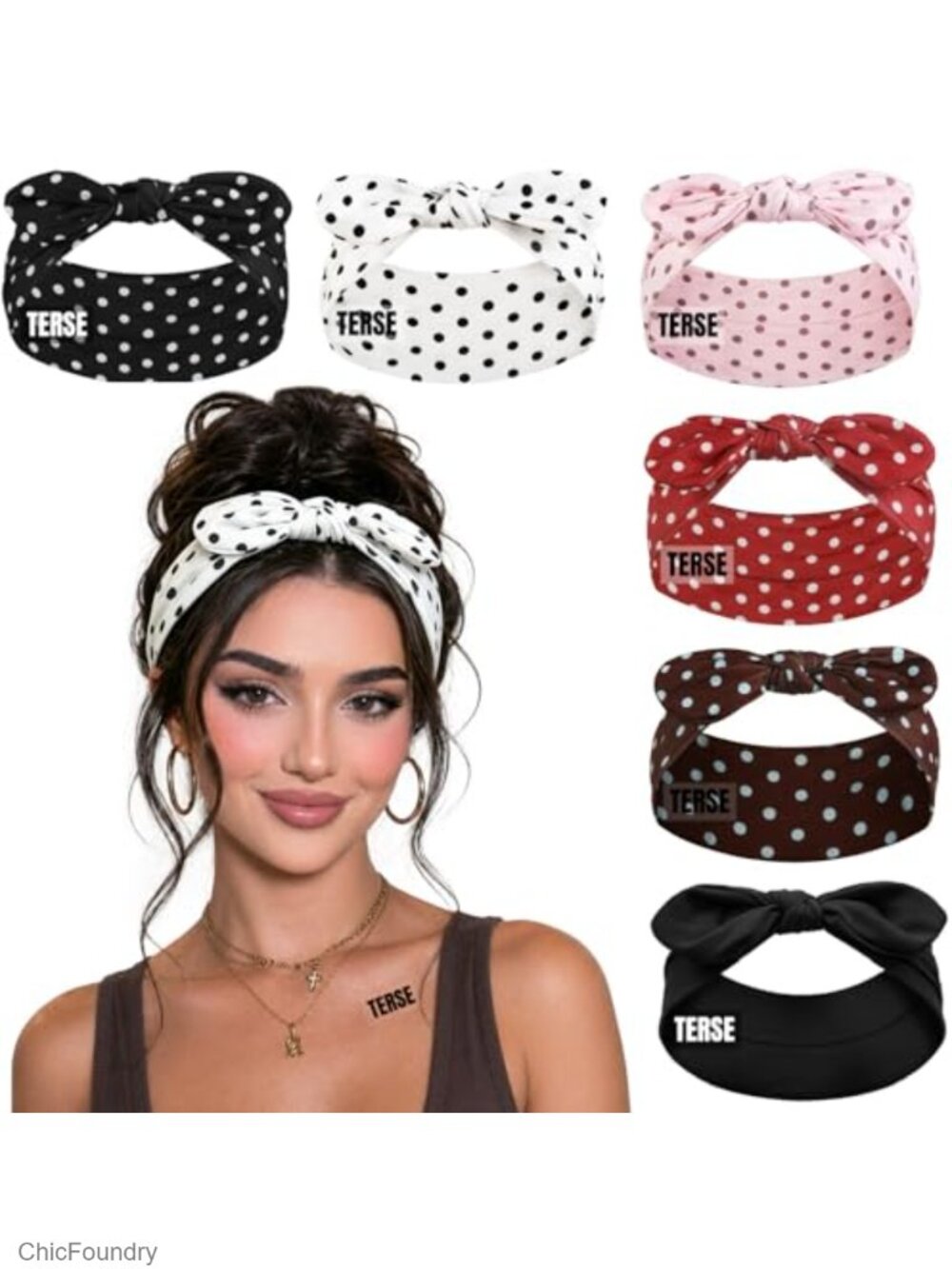 6 Pack Polka Dot Bow Headbands for Women, Trendy Stretchy Fashion Hairbands
